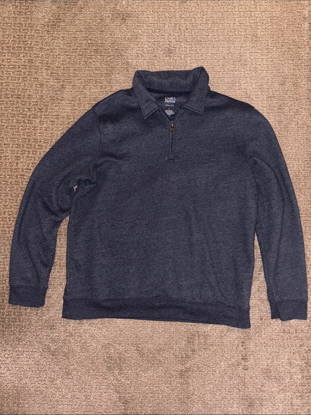 Croft & Barrow Quarter Zip Pullover Men’s Large Gray Extra Soft Sweater